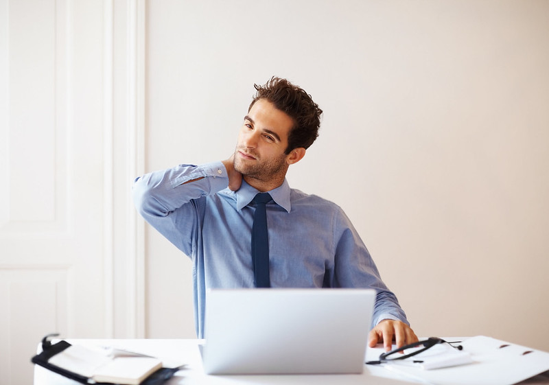 sitting too much at deskwork, stress, neck pain